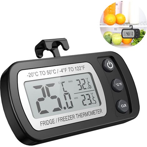 Thermomètre de réfrigérateur étanche, thermomètre numérique pour congélateur, fonction d'enregistrement des températures maximales et minimales, grand écran LCD et dos magnétique pour la cuisine, la m (1/5)