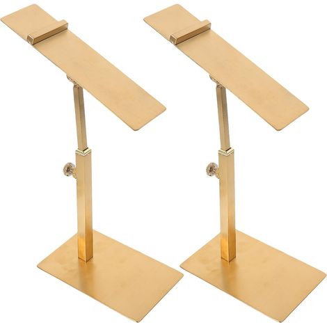 Présentoir à Chaussures Design Moderne Réglable en Acier Inoxydable Or, Support Métallique Minimaliste et Gain de Place pour Chaussures à Talons Hauts pour Boutiques (1/5)