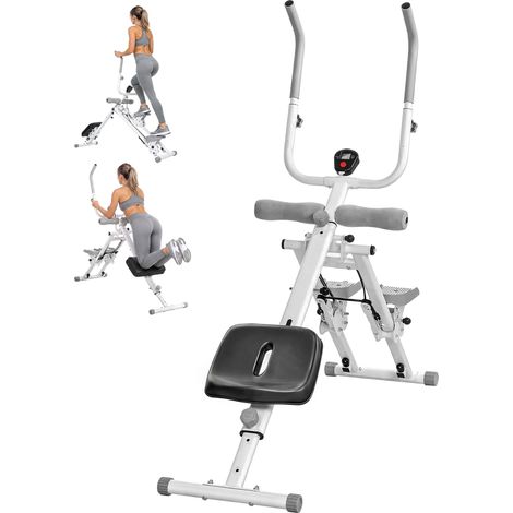 SPORTNOW Foldable 2-in-1 Ab Machine and Stair Stepper for Core, White