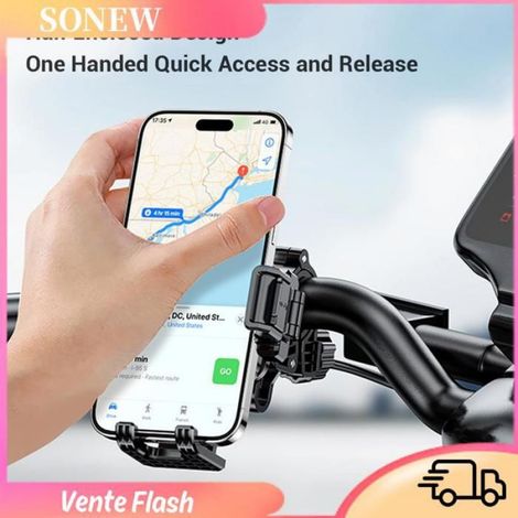 Sonew support de téléphone de rétroviseur de moto Support de téléphone de moto pour rétroviseur Anti-secouement, sport chaine Noir (1/5)