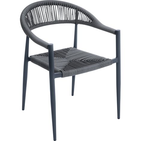 Moia Greenwood Poltrona Milano Alluminio Grigio Corda Antracite
