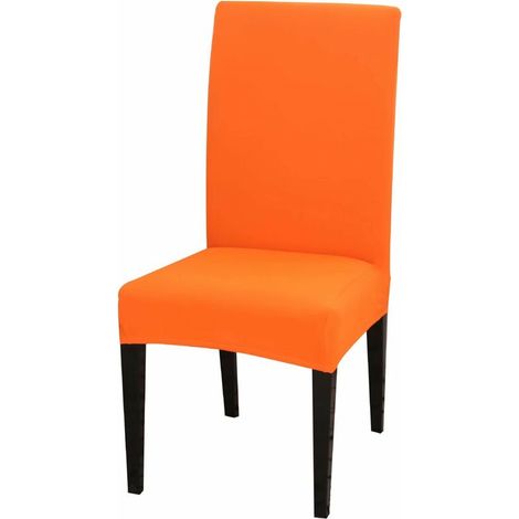 Dining Chair Covers High Back Polyester Spandex Elastic Dining Chair Slipcovers Protector Kitchen Chair Seat Covers, Washable & Removable (Orange, Set of 2) (1/4)