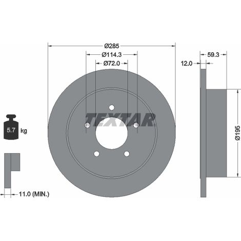 Lot de 2 Disques de frein Textar 92194003 JEEP 52128411AA 52128411AB K52128411AA