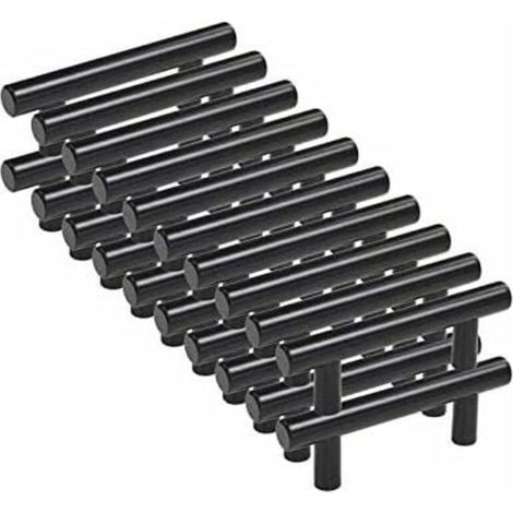 20 schwarze Möbelgriffe, schwarze Küchenschrankgriffe, schwarze T-Griffe, schwarze Schubladengriffe, 96 mm Lochabstand – LIAIKI