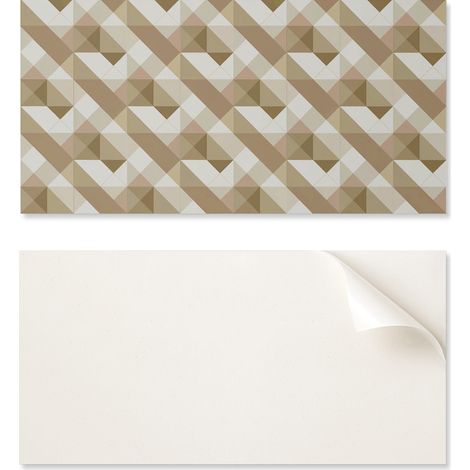 Panel de vinilo autoadhesivo con estampado geom茅trico de 120x60 cm en tonos tierra.