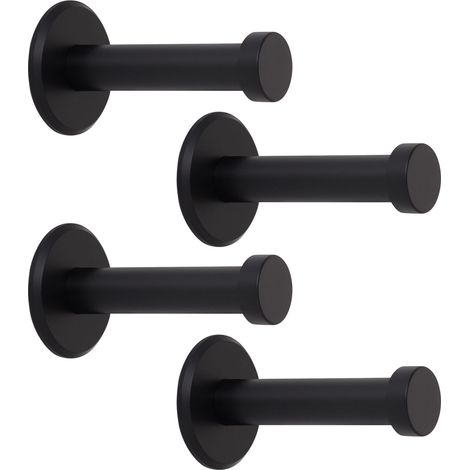 SOTECH Garderobenhaken TALEA (Ø 10 / 15 mm) Edelstahl massiv inkl. Befestigungsmaterial, schwarz eloxiert (Länge 50 mm, Gesamtlänge 53 mm), 4 x Wandhaken