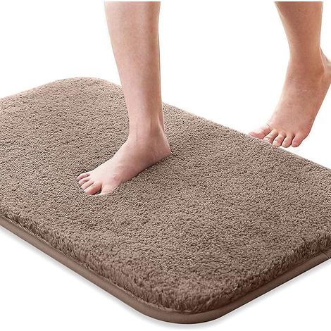 Tapis de bain, tapis de bain absorbant et antidérapant, tapis de bain doux et agréable pour la peau, tapis de bain lavable, 50x80 cm, (marron) (1/5)