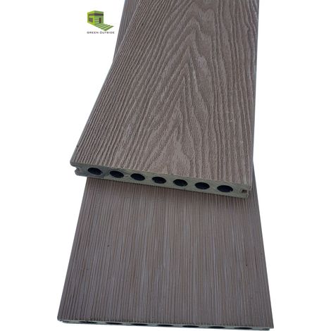Green Outside – Lame de terrasse composite anti-dérapante 2600x150x23mm – Coexprotect® protection renforcée – 2 faces réversibles – Résistante aux UV et champignons (1/2)