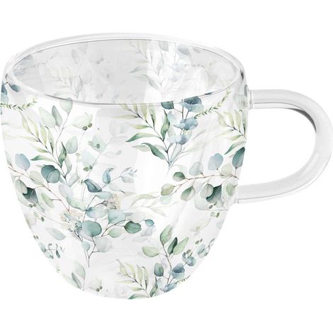 Tasse à thé en verre double paroi 200 ml - Eucalyptus