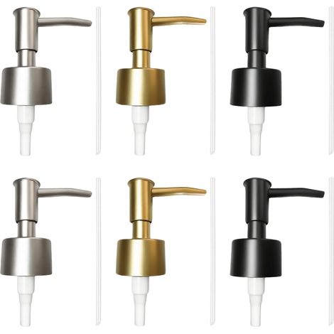6 Pièces Pompe Savon, Plastique Pompe Sirop Pompe de Rechange avec Tuyau pour 25 mm Fil Distributeur de Savon Cuisine, Salle de Bain (Or/Argent/Noir) (1/5)
