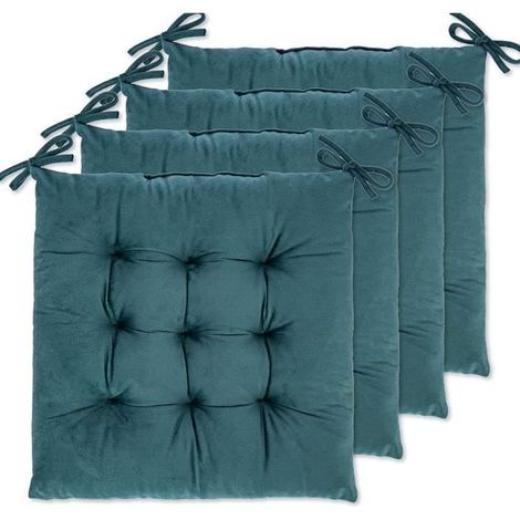 Lot de 4 Coussins de Chaise 40 x 40 x 4.5 cm, Coussin Chaise Exterieur Coussin de Jardin Idéal, Galette Chaise Polyester,vert foncé (1/4)