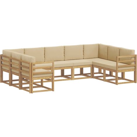 Set di divani da esterno 9 pz 9-Posti Bianco e Beige vidaXL (1/5)
