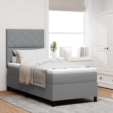 Teenpull – Boxspringbett mit Kopfteil Hellgrau 100 x 200 cm Stoff (1/5)