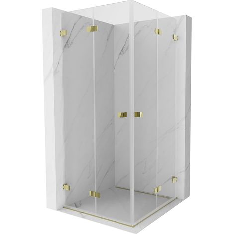 Mexen Lunar-F Duo cabina de ducha plegable 85 x 85 cm, transparente, dorada - 836-085L-085P-50-00 (1/5)
