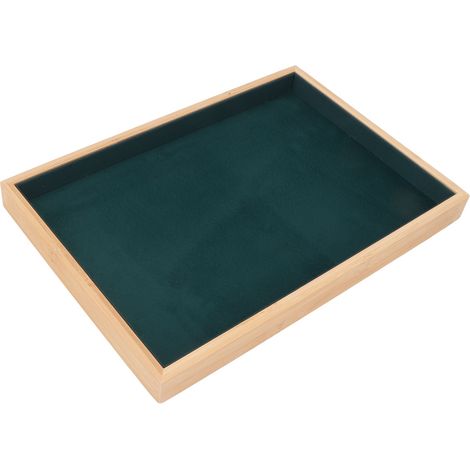 Plateau à bijoux en bois, classique et élégant, résistant aux rayures, polyvalent, pour boucles d'oreilles, colliers et bracelets, vert (1/5)