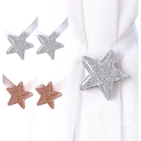 Mokinga Embrasse Rideau Aimantee, Boucle De Rideau Aimant Acrylique De Style étoile 4 Pièces, Pas Besoin dInstaller des Sangles De R (1/4)