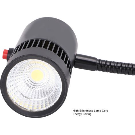 Lámpara de trabajo LED magnética de aluminio flexible de 7 W, luz blanca fría, con cuello flexible y base magnética para máquina de coser, parrilla, escritorio, enchufe europeo. (1/5)