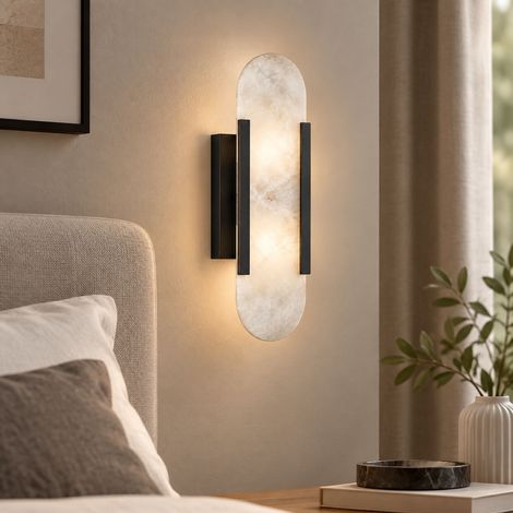 Applique da parete Cloudstone originale, modello compatto nero con un motivo naturale unico e distintivo (lampadina non inclusa). (1/4)