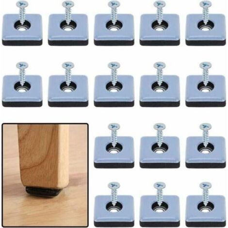 Deslizadores para muebles de alta resistencia, deslizadores cuadrados de teflón autoadhesivos con tornillos, deslizadores antivibración para muebles, azul/negro, deslizadores súper antideslizantes (16 (1/5)