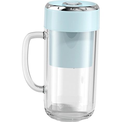 Bol mélangeur électrique individuel de 330 ml pour jus de fruits (pastèque, pamplemousse), idéal pour les voyages et la maison. Couleur : bleu. (1/5)