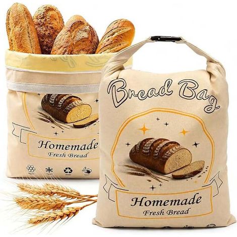 Set mit 2 XL Bienenwachs-Brotbeuteln für Sauerteig, wiederverwendbar und aus Bio-Baumwolle, geeignet zum Einfrieren. (1/4)