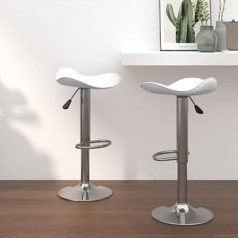vidaXL Tabourets de bar lot de 2 blanc acier chromé et cuir artificiel (1/5)