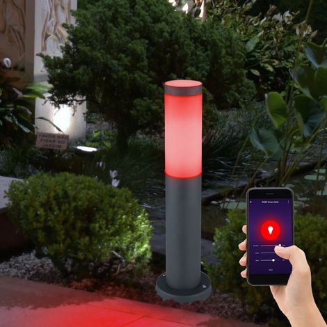 Außen Steh Leuchte DIMMBAR Garten Sprach App Edelstahl Sockel Leuchte steuerbar per Handy