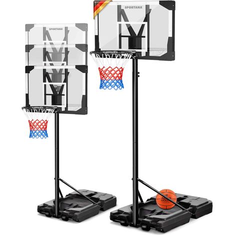 SPORTANA® Basketball Hoop Outdoor and Indoor, Height Adjustable 135-305cm, Portable Basketball Stand with Net & Rim, Heavy Duty Garden Games for Kids & Adults, Official 45cm Size Basket Ball Hoop (1/5)