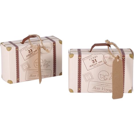 Lot de 50 mini-valises originales et élégantes en carton, parfaites pour offrir des bonbons lors de mariages, fêtes et anniversaires. (1/5)