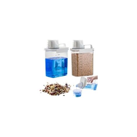 2er-Set Wäscheaufbewahrungsbehälter, 1800-ml-Waschmittelspender mit Messbecher, Dosierhilfe, Waschmittelbehälter für Wäsche – Crezuo (1/4)