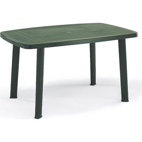 Ipae Progarden – Table de jardin en résine vert foncé 137x85x72 cm – Légère et résistante aux intempéries – Accueille jusqu'à 4 personnes – Pieds modulables pour optimiser l'espace (1/3)