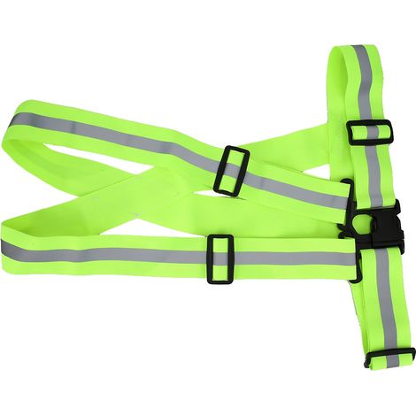 Gilet de sécurité réfléchissant élastique haute visibilité, ceinture de sécurité vert fluorescent pour la course de nuit, le cyclisme et les chantiers. (1/5)