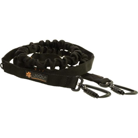 JoQu® Canicross Rope Shock DUO schwarzes Hundeseil mit Ruckdämpfer