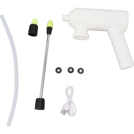 Portable electric sprinkler, battery-operated and USB rechargeable, with nozzle and spray bar for garden use. (1/5)