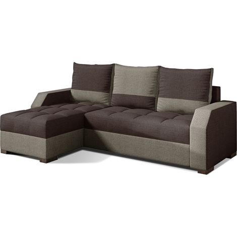 Canapé convertible angle réversible design tissu marron clair et marron foncé Zarky 250cm (1/5)
