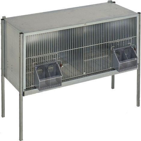 Cage à pigeons en tôle galvanisée 2 départements avec pieds, 101x45x75 cm (1/5)