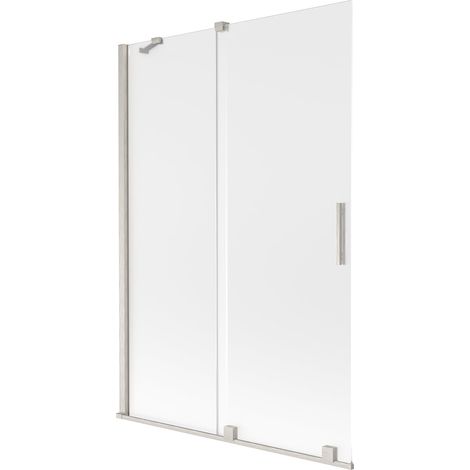Mexen Velar paratia per vasca da bagno a 2 ante scorrevoli 120 x 150 cm, ghiacciato, nichel spazzolato - 896-120-000-31-97 (1/2)