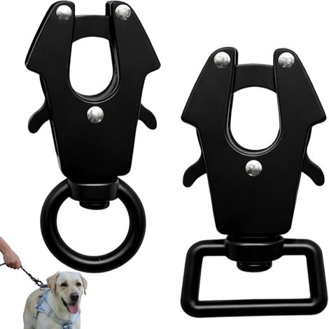 Lot de 2 mousquetons pour laisse de chien avec clip rotatif à 360 °, boucle de verrouillage pour laisse de chien, attache rapide Heavy Duty pour fixation de collier pour animaux de compagnie
