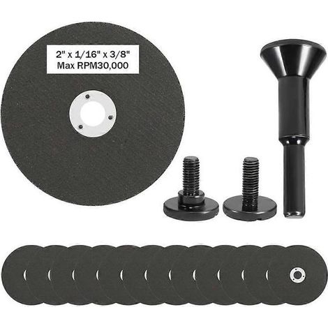 Disque à tronçonner 2 pouces pour meuleuse droite, paquet de 15 disques à tronçonner pour métaux 2 pouces, alésage 3/8 pouce, mandrin métallique, queue 1/4 pouce (1/5)