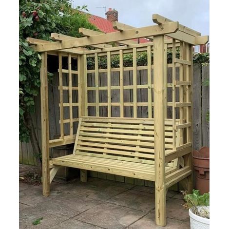 Beatrice Arbour - Sits 3, Wooden Garden Bench with Trellis - L90 x W170 x H210 cm - Minimal Assembly Required