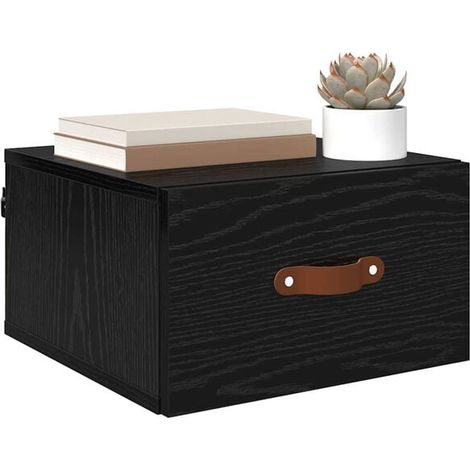 Meuble de Chevet Mural 35x35x20 cm, Table de Nuit Suspendue en Bois d'Ingénierie avec Tiroir, Rangement Moderne pour Chambre (1/5)