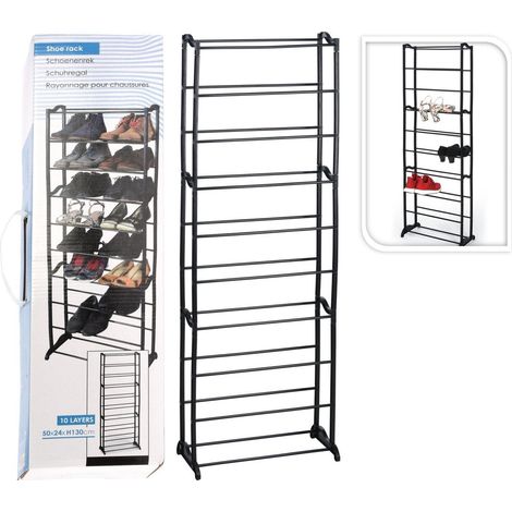 Hohes schwarzes Schuhregal, 10 Ebenen (1/4)
