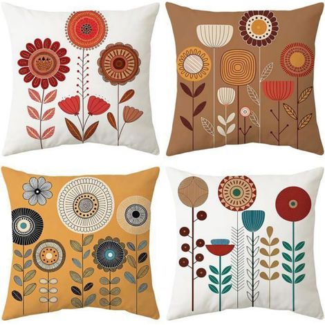 Housse de Coussin,45x45 Lot de 4 Cushion Covers Coussin Deco pour Chambre, Canapé, Chaise, Lit,Jardin Multicolore HOUSSE DE COUSSIN (1/4)