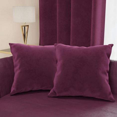 2 Coussins Canapé en Velours avec Remplissage, Housses de Coussin pour Chambre, Coussins Décoratifs en Velours avec Housse à Sac, Prune 2 Pièces - 50x30 cm (1/4)