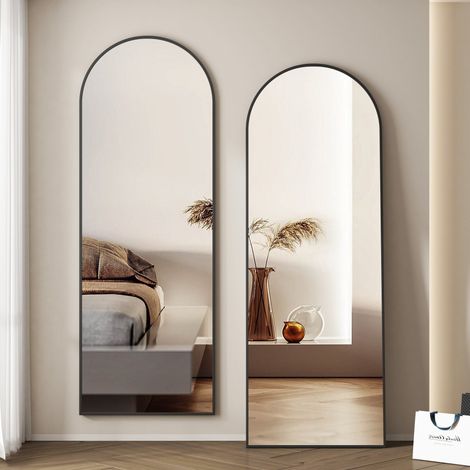 Standspiegel Bogen Standspiegel 140x40cm Ganzkörperspiegel mit Rahmen aus Aluminiumlegierung, für Wohn-,Schlaf-, Aufenthalt und Ankleidezimmer (1/5)