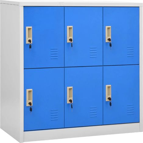 Lot de 5 armoires à casiers modernes bureau 90 x 45 x 92 cm avec serrures en acier gris (1/5)