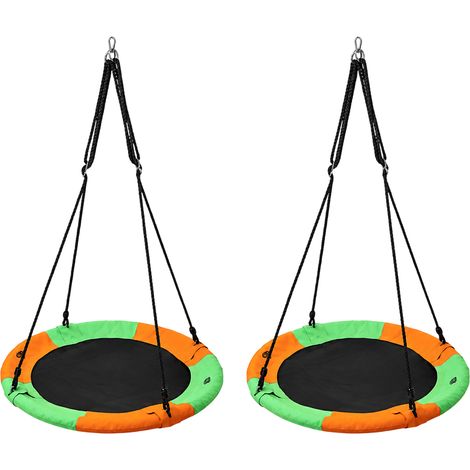 Saucer Swing, Orange-Green, Outdoor Play, Durable, 2-Pack (1/5)