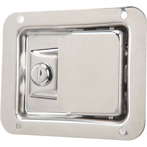 Serrure à clé pour porte de remorque, serrure de poignée de porte en acier inoxydable, serrure de coffre à outils pour remorque adaptée aux camping-cars, camions et remorques. (1/5)
