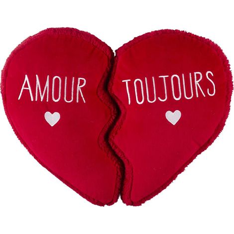 Coussin Déco Détachable "Cœur" 35x40cm Rouge (1/5)