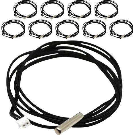10 Pièces Sonde de Température à Câble, Sonde de Capteur Ntc Étanche, Polymère Noir, 1m, Réponse Rapide, pour Congélateurs et Tuyaux, Systèmes Industriels (1/5)